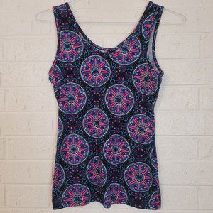 honey & lace blue and pink boho print buttery soft tank top
